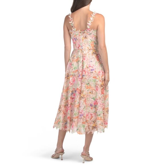 RENE BY RENE RUIZ multi Sleeveless Printed Lace Tea Length Dress - Picture 2 of 2